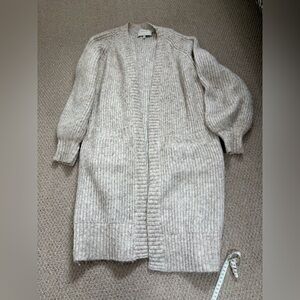 Munthe Women's Long Cardigan Cream Wool Blend Sweater